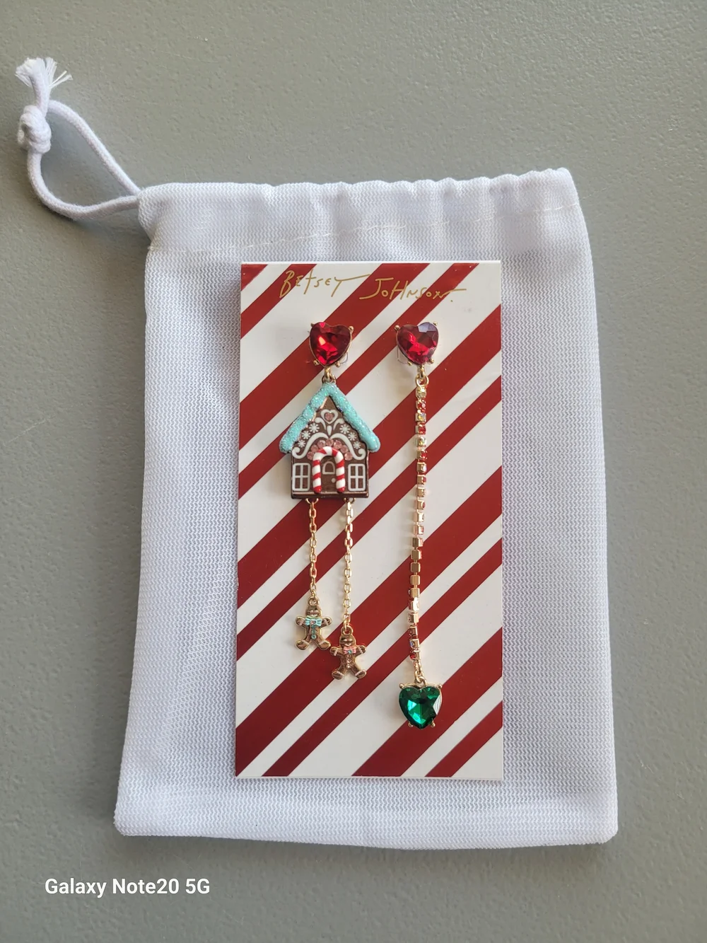 Betsey Johnson Holiday Jingle Bell Bling Gingerbread Earrings